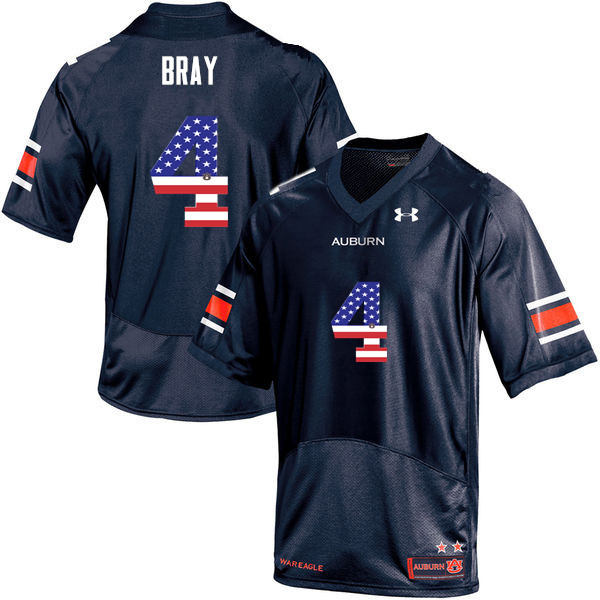 Men #4 Quan Bray Auburn Tigers USA Flag Fashion College Football Jerseys-Navy